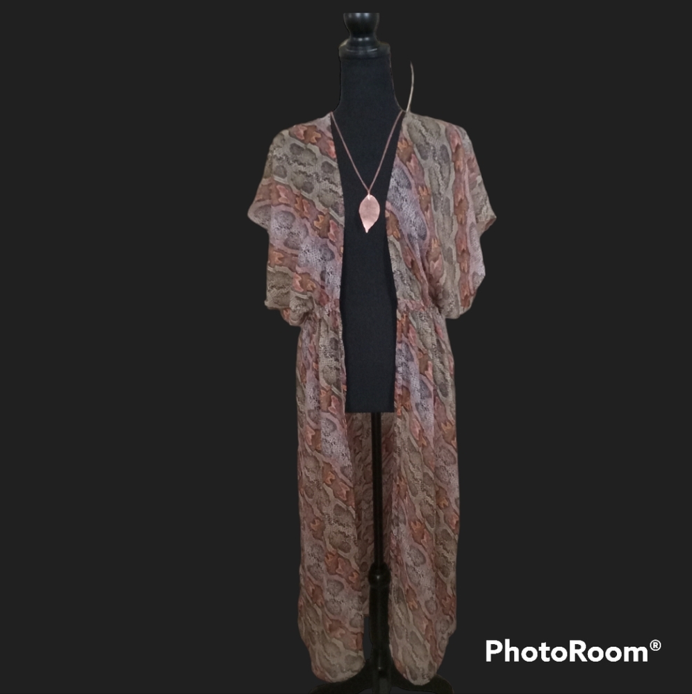 Echo Women's Python Print Open Front Midi Caftan … - image 6